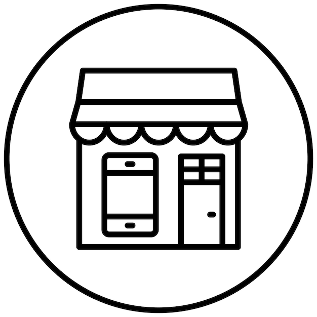 Ilustración del icono vectorial de la tienda móvil del conjunto de iconos de tiendas y tiendas