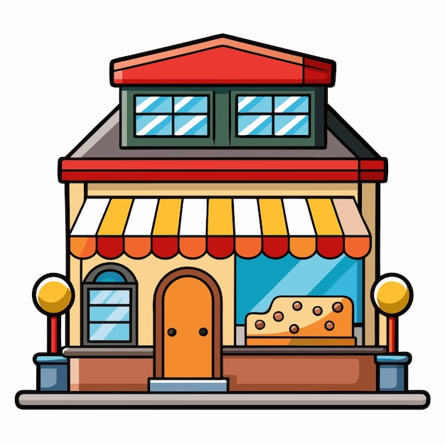 Ilustración del icono vectorial de la tienda de queso de moda