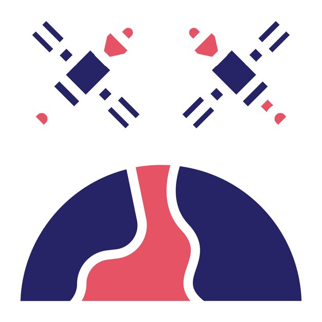 Ilustración del icono vectorial de la Tierra por satélite del conjunto de iconos de tecnología espacial