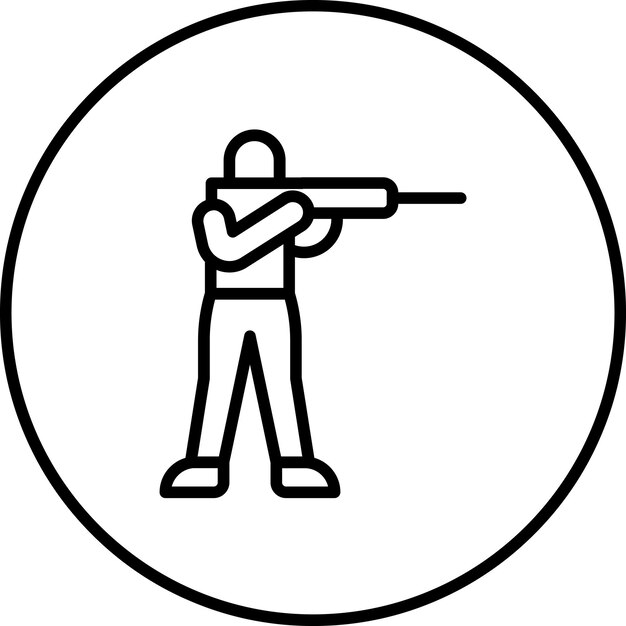 Ilustración de icono vectorial de tiro del conjunto de iconos de Crimen y Ley