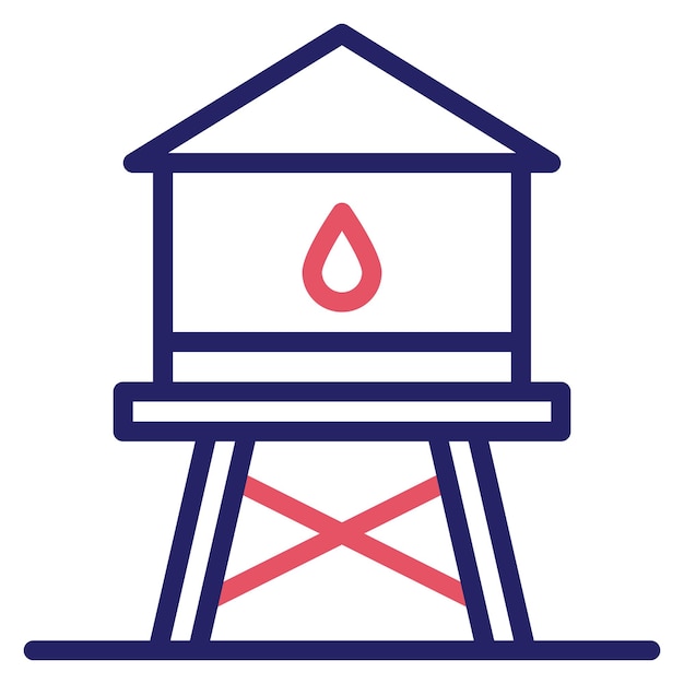 Ilustración del icono vectorial de la torre de agua del icono del Oeste Salvaje
