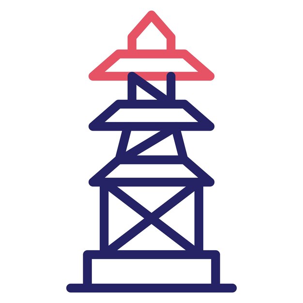Ilustración del icono vectorial de la torre de señal del conjunto de iconos de la ciudad inteligente