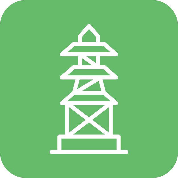 Ilustración del icono vectorial de la torre de señal del conjunto de iconos de la ciudad inteligente