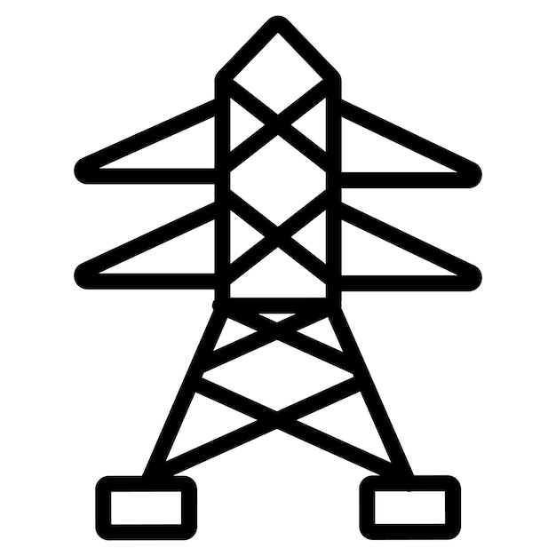 Ilustración del icono vectorial de la torre de transmisión del conjunto de iconos de la industria de la gasolina