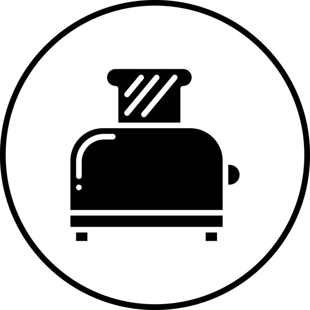 Ilustración del icono vectorial de la tostadora del conjunto de iconos de la mañana y el desayuno
