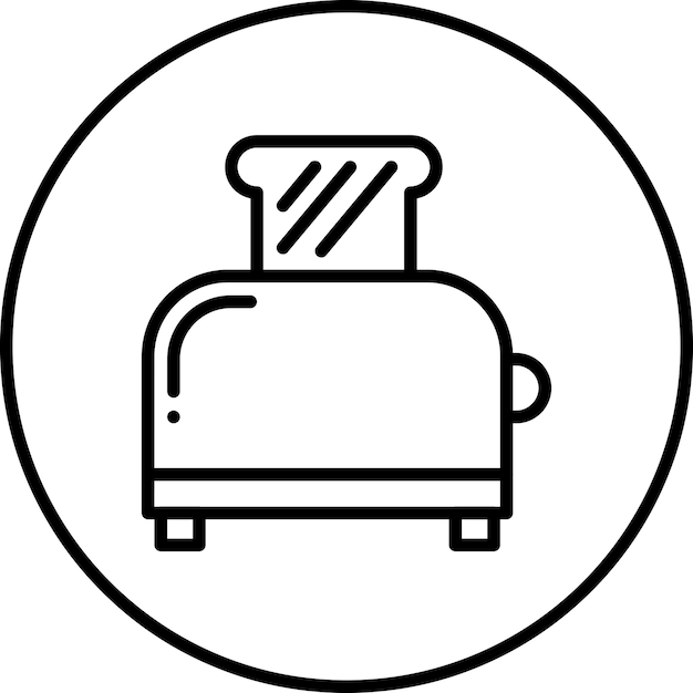 Ilustración del icono vectorial de la tostadora del conjunto de iconos de la mañana y el desayuno
