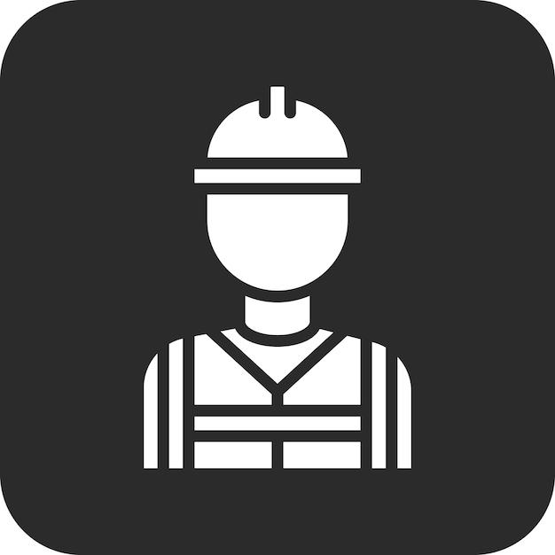 Ilustración del icono vectorial del trabajador de la construcción del conjunto de iconos de herramientas de construcción