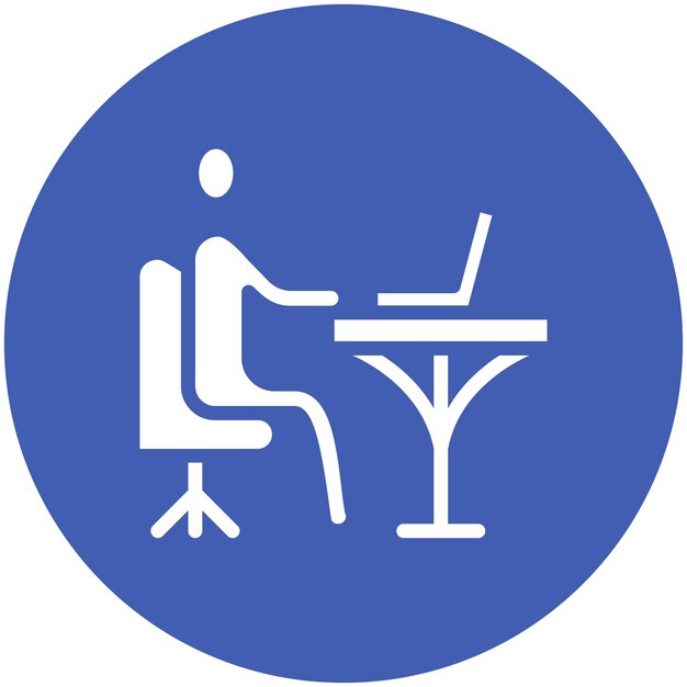 Ilustración del icono vectorial de Trabajo en la computadora del conjunto de iconos de Trabajo desde el hogar
