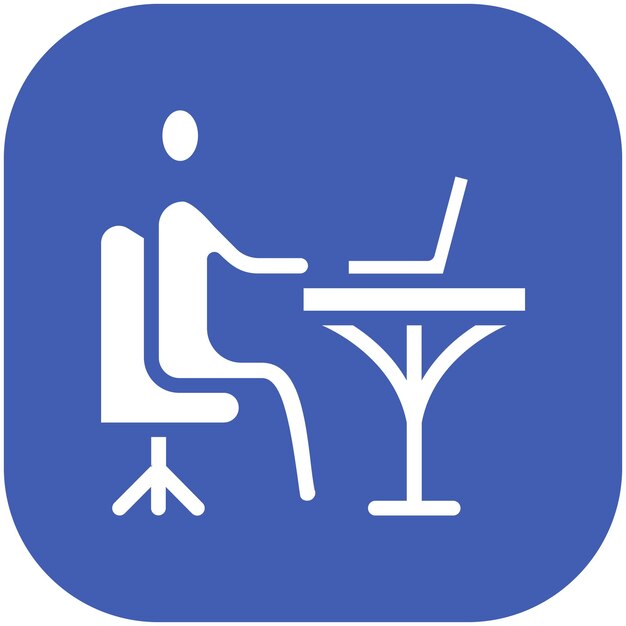 Ilustración del icono vectorial de Trabajo en la computadora del conjunto de iconos de Trabajo desde el hogar