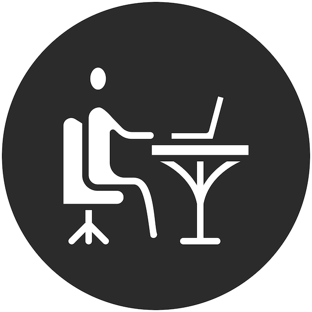 Ilustración del icono vectorial de Trabajo en la computadora del conjunto de iconos de Trabajo desde el hogar