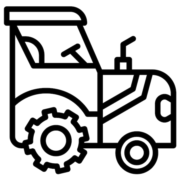 Ilustración del icono vectorial del tractor del conjunto de iconos de transporte