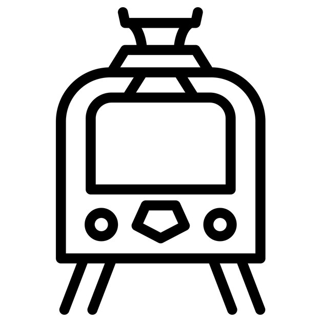 Ilustración del icono vectorial del tranvía del conjunto de iconos de transporte