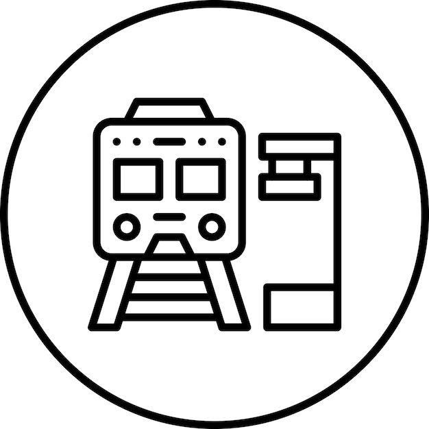 Ilustración del icono vectorial del tren del conjunto de iconos de Inmigración