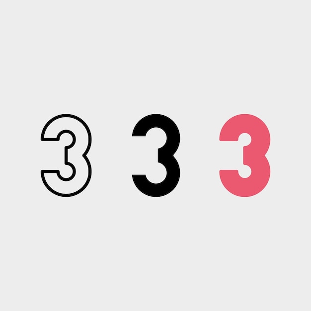Ilustración del icono vectorial de tres letras con variaciones