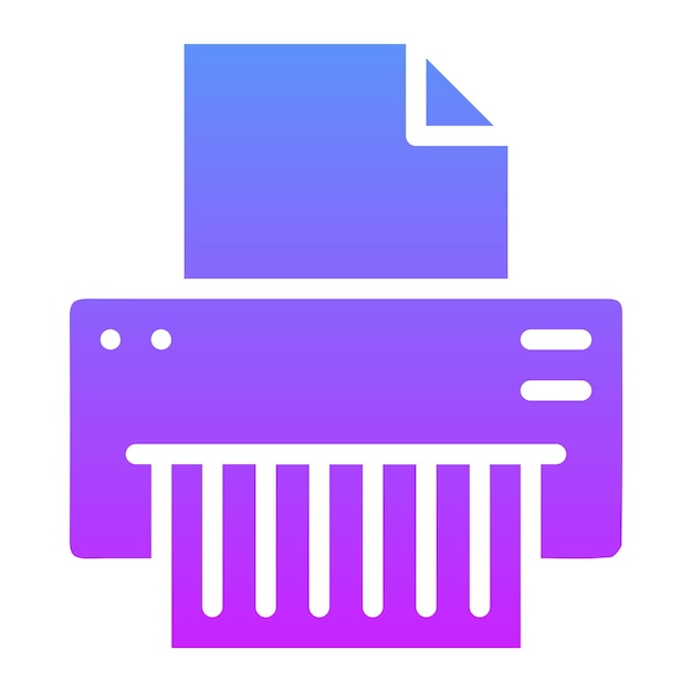 Ilustración del icono vectorial de la trituradora de papel del conjunto de iconos de papelería de la oficina