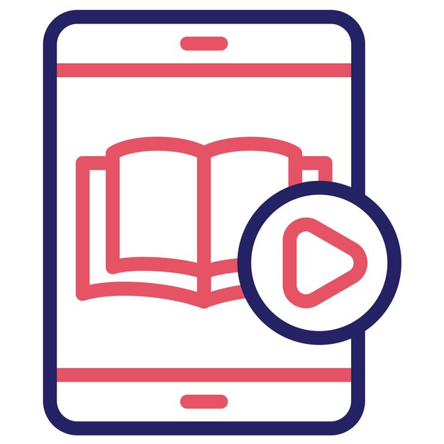 Ilustración de icono vectorial de tutorial de video del conjunto de iconos de aprendizaje