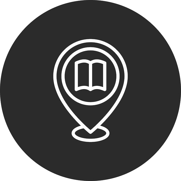 Ilustración del icono vectorial de la ubicación de la biblioteca del conjunto de iconos de la biblioteca
