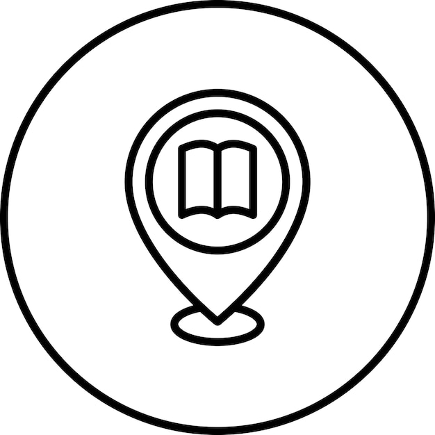 Ilustración del icono vectorial de la ubicación de la biblioteca del conjunto de iconos de la biblioteca