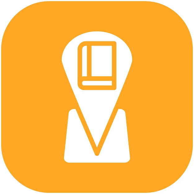 Ilustración del icono vectorial de ubicación de la biblioteca del conjunto de iconos de educación en línea