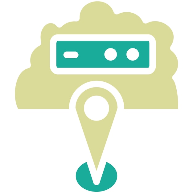 Ilustración del icono vectorial de ubicación en la nube del conjunto de iconos de computación en la nube