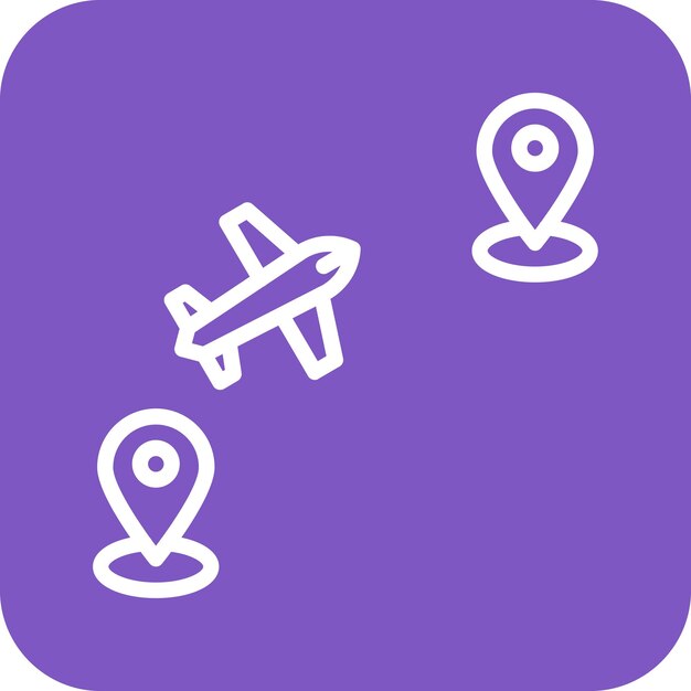 Ilustración del icono vectorial de ubicación de vuelo del conjunto de iconos de aviación