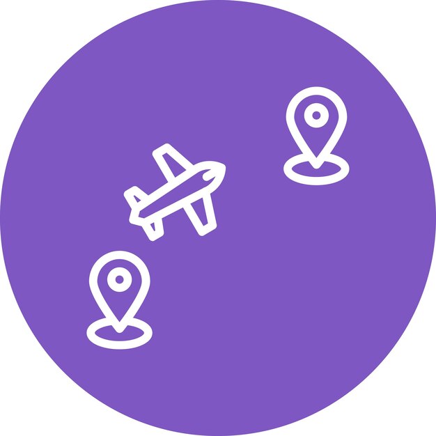 Ilustración del icono vectorial de ubicación de vuelo del conjunto de iconos de aviación