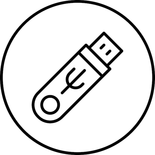 Ilustración del icono vectorial de USB Stick del conjunto de iconos de computadora y hardware