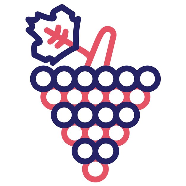 Ilustración del icono vectorial de las uvas del conjunto de iconos de otoño