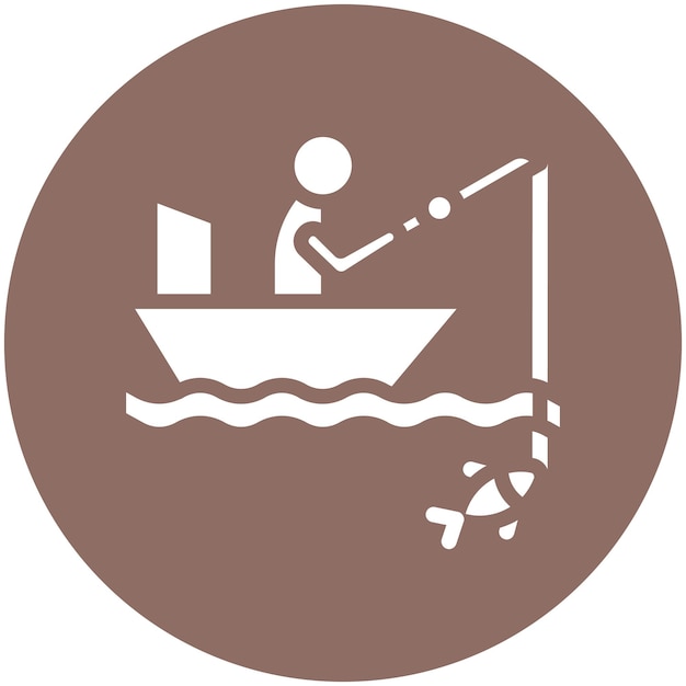 Ilustración del icono vectorial de vacaciones de pesca del conjunto de iconos de pesca