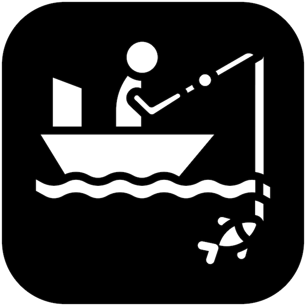 Ilustración del icono vectorial de vacaciones de pesca del conjunto de iconos de pesca