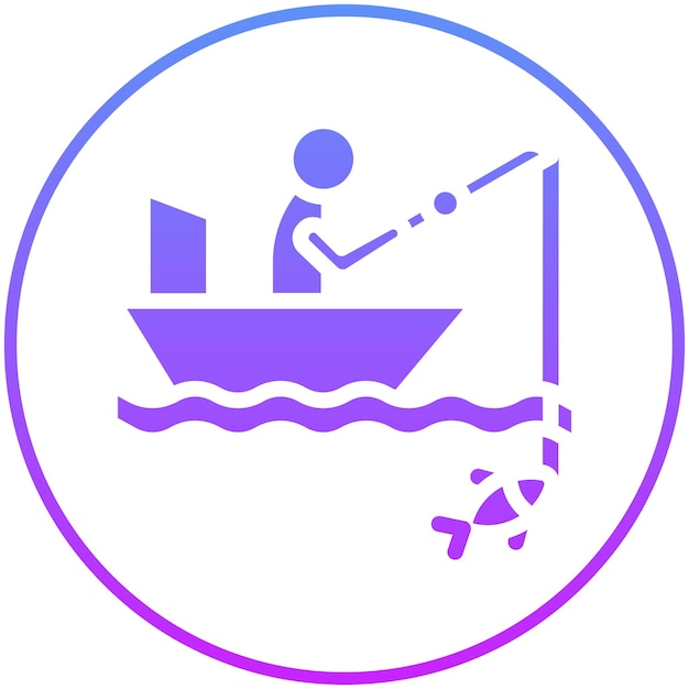 Ilustración del icono vectorial de vacaciones de pesca del conjunto de iconos de pesca