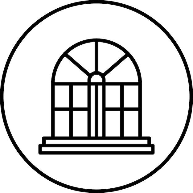Ilustración del icono vectorial de la ventana del conjunto de iconos interiores
