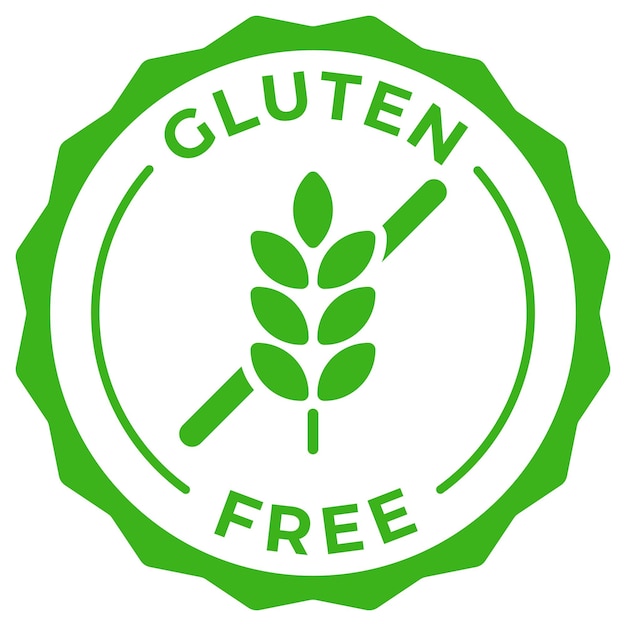 Ilustración del icono vectorial verde de la etiqueta sin gluten o de la dieta sin granos