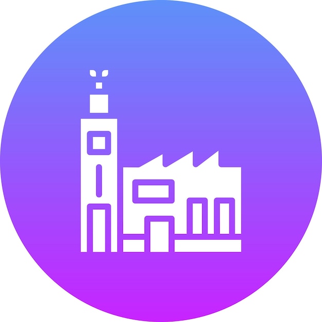 Ilustración del icono vectorial verde de la fábrica del conjunto de iconos de energía renovable