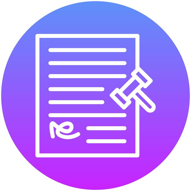 Ilustración del icono vectorial del veredicto del conjunto de iconos de la legislación de la ley