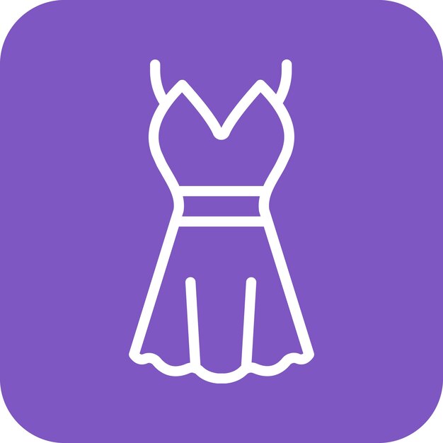 Ilustración del icono vectorial del vestido de cóctel del conjunto de iconos de ropa