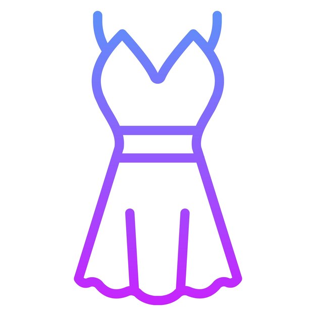 Ilustración del icono vectorial del vestido de cóctel del conjunto de iconos de ropa