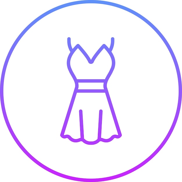 Ilustración del icono vectorial del vestido de cóctel del conjunto de iconos de ropa