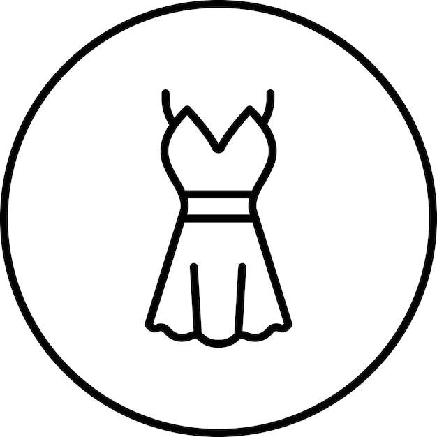 Ilustración del icono vectorial del vestido de cóctel del conjunto de iconos de ropa