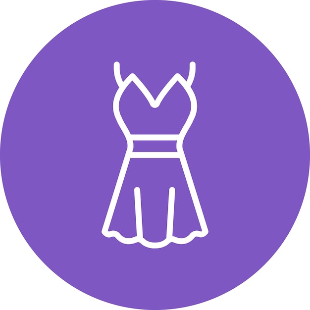 Ilustración del icono vectorial del vestido de cóctel del conjunto de iconos de ropa