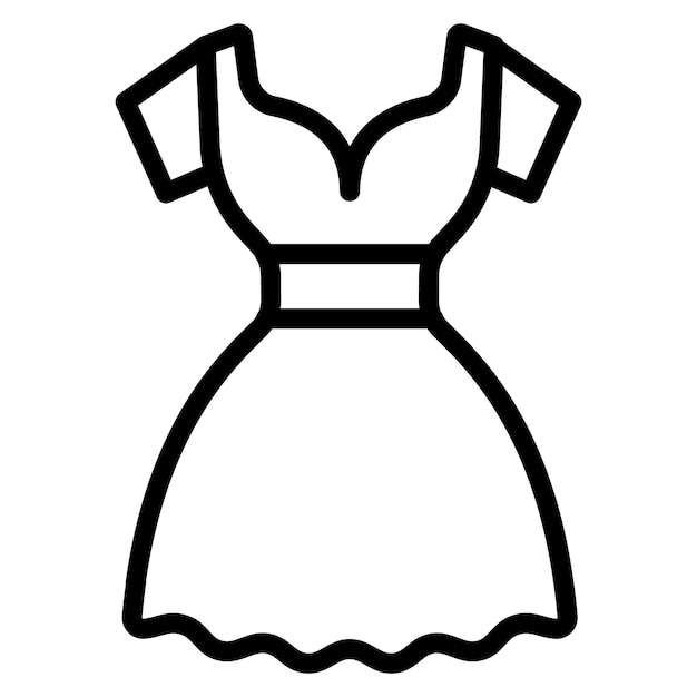 Ilustración del icono vectorial del vestido de la fiesta del conjunto de iconos de ropa