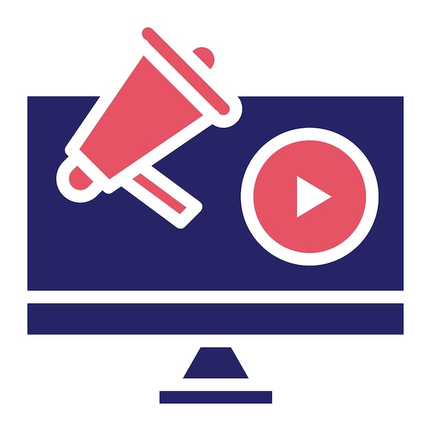 Ilustración de icono vectorial de video marketing del conjunto de iconos SEO y SEM