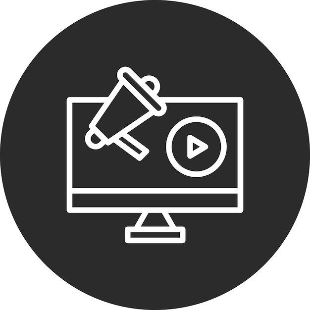 Ilustración de icono vectorial de video marketing del conjunto de iconos SEO y SEM