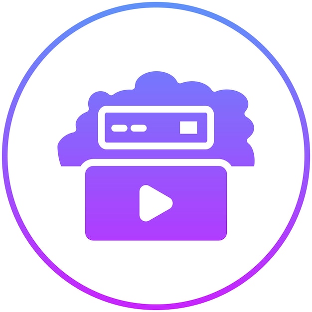 Ilustración de icono vectorial de video en la nube del conjunto de iconos de computación en la nube