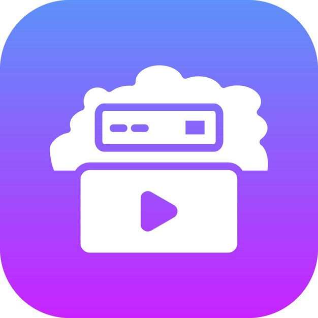 Ilustración de icono vectorial de video en la nube del conjunto de iconos de computación en la nube