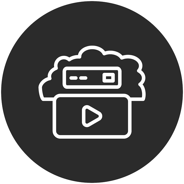 Ilustración de icono vectorial de video en la nube del conjunto de iconos de computación en la nube