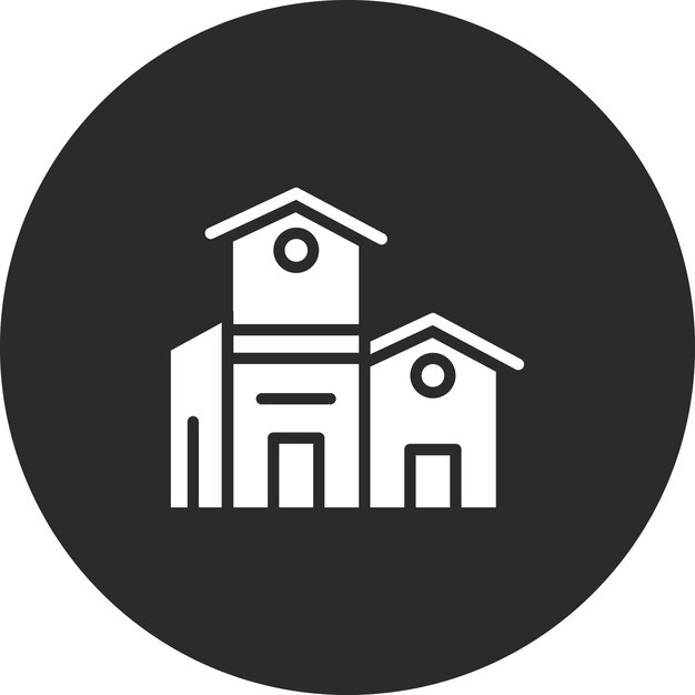 Ilustración del icono vectorial de la villa del conjunto de iconos de la aldea