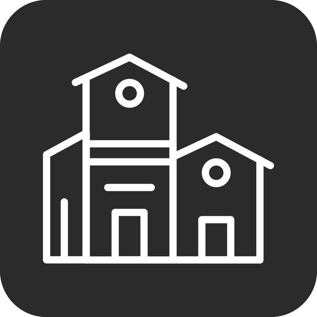 Ilustración del icono vectorial de la villa del conjunto de iconos de la aldea