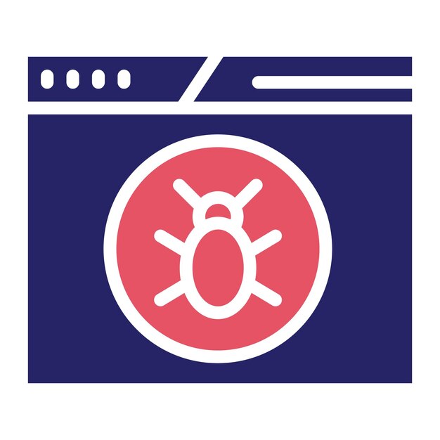Ilustración del icono vectorial de virus de la computadora portátil del conjunto de iconos de seguridad cibernética