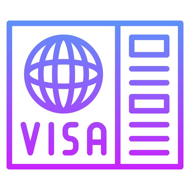 Ilustración del icono vectorial de Visa del conjunto de iconos de Inmigración